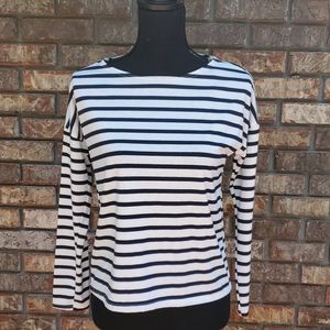 Navy and white striped top